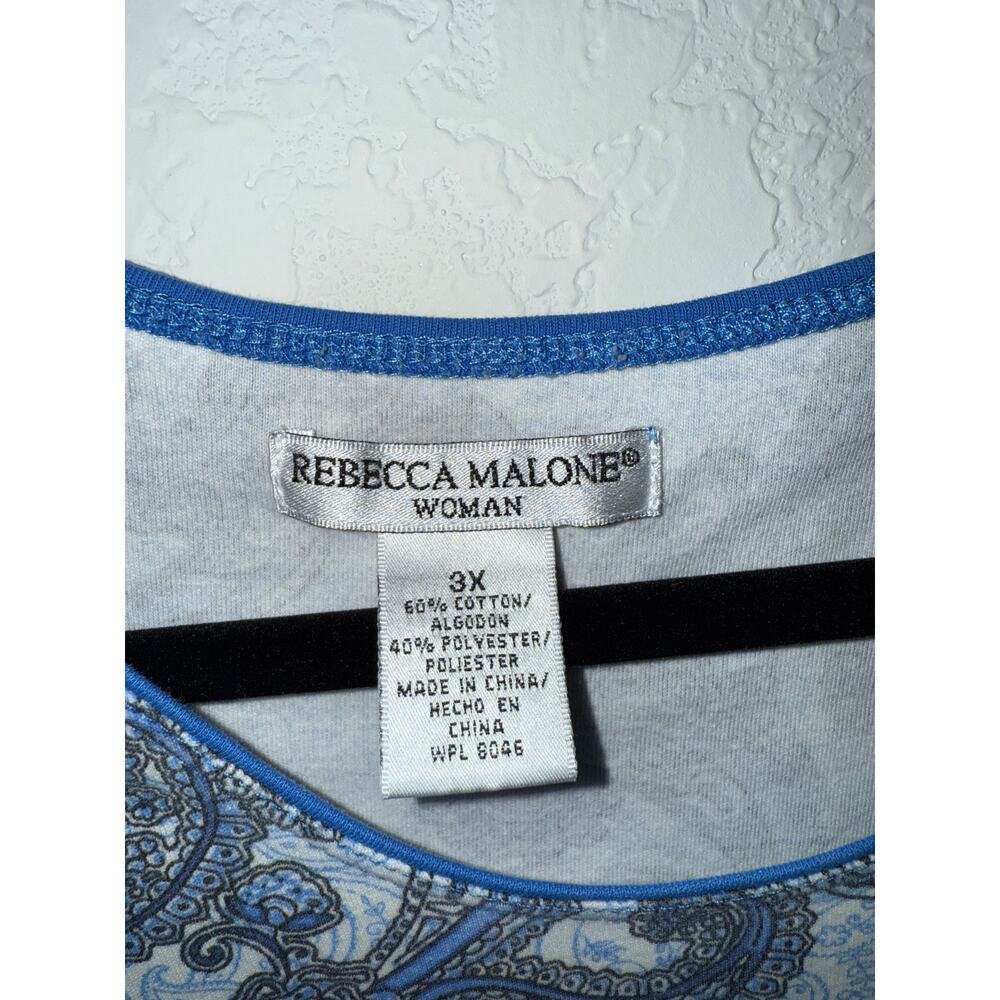 Rebecca Malone Paisley Swing Top Blue Gray 3X EUC - Picture 4 of 7